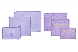 6 sets travel Organizers Packing Cubes Luggage Organizers Compression Pouches (Cherry purple)