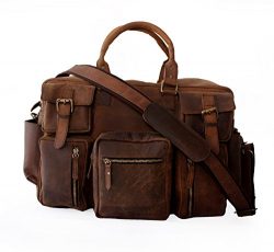LUST Crazy Horse Leather Travel Shoulder bag, briefcase, travel laptop bag, multipocket messenge ...