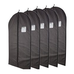 Plixio Breathable 40” Black Garment Bags for Storage of Suits or Dresses with Zipper & Tran ...