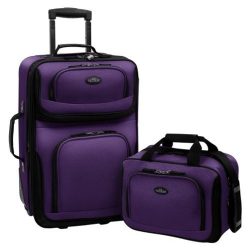 US Traveler  Rio Two Piece Expandable Carry-On Luggage Set, Purple, One Size