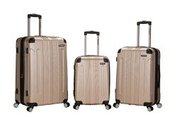 Rockland Luggage 3 Piece Abs Upright Luggage Set, Champagne, Medium