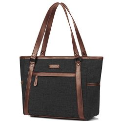 Laptop Tote, BRINCH Classic Nylon Zip Work Tote Bag Shopping Duffel Bag Carry Travel Business Br ...