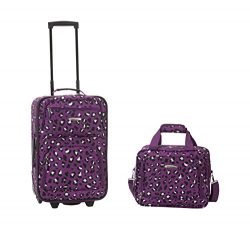 Rockland Luggage 2 Piece Set, Purple Leopard, One Size