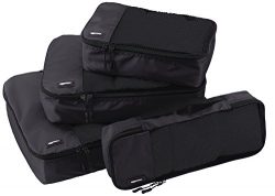 AmazonBasics 4-Piece Packing Cube Set – Small, Medium, Large, and Slim, Black