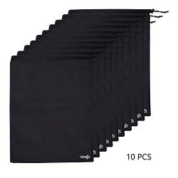 Cosmos ® 10 pcs Non-Woven Black Color Shoe Bag with drawstring for travel/carrying