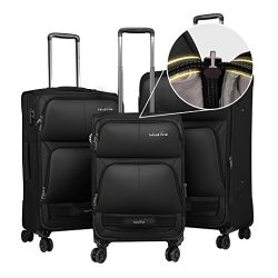 Windtook 3 Piece Luggage Sets Expandable Spinner Suitcase Bag for Travel and Business (8050-Blac ...