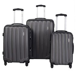 Goplus GLOBALWAY 3 Pcs Luggage Travel Set Bag ABS Trolley Suitcase w/ TSA Lock (Grey)