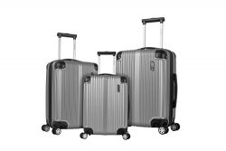 Rockland Hardside Spinner 3-Piece Luggage Set, Silver