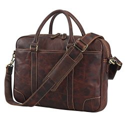 Polare 15.6″ Retro Full Grain Leather Laptop Messenger Bag Office Briefcase