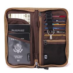 Zoppen RFID Travel Wallet & Documents Organizer Zipper Case, Family Passports Holder with R ...