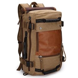 ibagbar Canvas Backpack Travel Bag Hiking Bag Camping Bag Rucksack Khaki