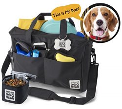 Dog Travel Bag – Day Away Tote For All Size Dogs – Includes Bag, Lined Food Carrier, ...