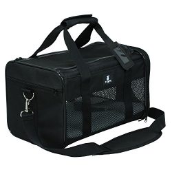 X-ZONE PET Airline Approved Soft-Sided Pet Travel Carrier for Dogs and Cats, Black (Large)