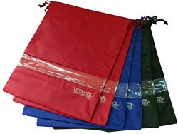 Shoe Bags (6-Pk) + SEE THROUGH WINDOW | Large | Made of Durable Water Proof Nylon