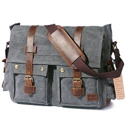 Lifewit 17.3″ Men’s Messenger Bag Vintage Canvas Leather Military Shoulder Laptop Bags