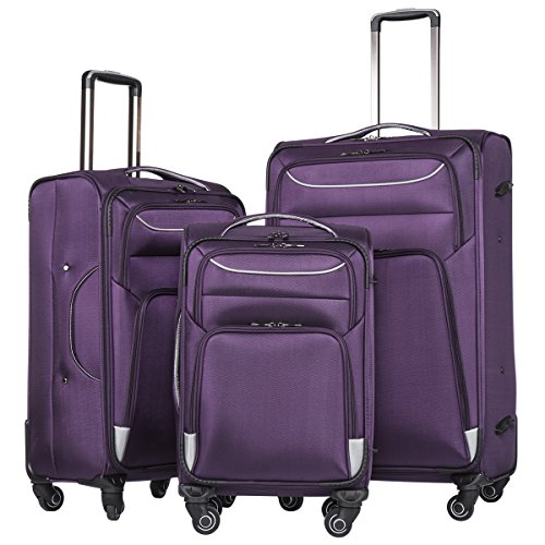 Coolife Luggage 3 Piece Set Suitcase Spinner Softshell lightweight ...