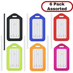 MIFFLIN Luggage Tags in Mixed Colors and Size Packs (6 Pack, Assorted), Travel Bag ID Name Labels