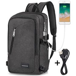 Laptop Backpack, WENFENG Business Computer Backpack with USB Charging Cable and Lock, Water Resi ...