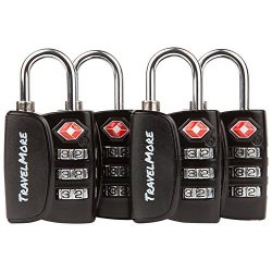 4 Pack Open Alert Indicator TSA Approved 3 Digit Luggage Locks for Travel Suitcase & Baggage ...