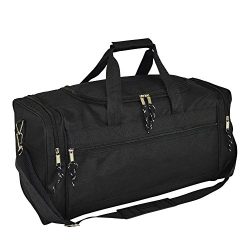 DALIX 21″ Blank Sports Duffle Bag Gym Bag Travel Duffel Adjustable Strap in Black