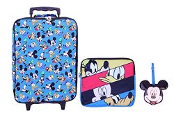 Disney Boys’ Mickey 3 Pc Luggage Set, Blue