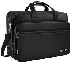 17 inch Laptop Bag, Travel Briefcase with Organizer, Expandable Large Hybrid Shoulder Bag, Water ...