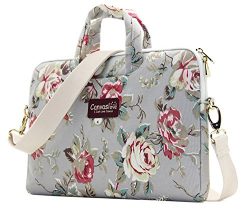 Canvaslove Grey Rose Pattern 15 inch Canvas Waterproof Laptop Shoulder Messenger Bag for 14 Inch ...