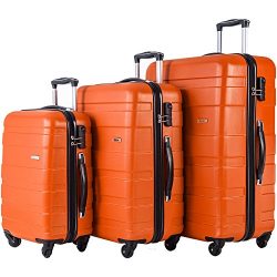 Merax MT Imagine Luggage Set 3 Piece Spinner Suitcase 20 24 28inch (Orange)