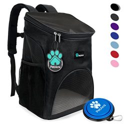 Premium Pet Carrier Backpack for Small Cats and Dogs by PetAmi | Ventilated Design, Safety Harne ...