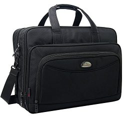 17 Inch Laptop Bag, Expandable Large Capacity Business Briefcase, 2-in-1 Messenger Bags for Men, ...