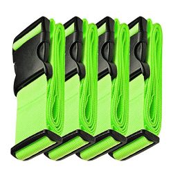 Hibate Adjustable Luggage Strap Suitcase Straps Bag Belt Travel Accessories – Green, 4 Pack