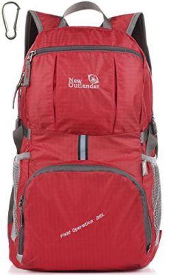 Outlander Packable Lightweight Travel Hiking Backpack Daypack (New Red)