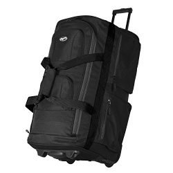 Olympia Luggage 29″ 8 Pocket Rolling Duffel Bag (Black / Gray)