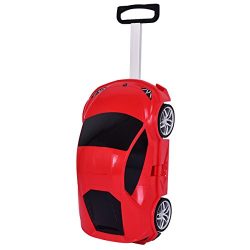 Goplus Kids Luggage Rolling Car Design Travel Suitcase for Toddler (Red)