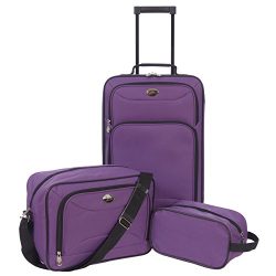 Jetstream 3 Piece Luggage Set with Toiletry Kit Purple