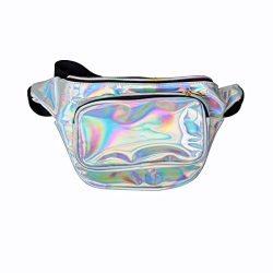 EBTOYS Waist Bag Casual Bag Women Shiny Holographic Fanny Pack Bum Bag （Silver）