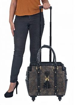 Bronze & Black Python Computer iPad, Laptop Tablet Rolling Tote Bag Briefcase Carryall Bag w ...