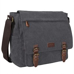 S-ZONE Vintage Canvas Laptop Messenger Bag School Shoulder Bag for 13.3-15inch Laptop Business B ...