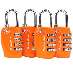 4 Pack TSA Approved Luggage Locks for Travel Safety, Small 4 Digit Combination Padlocks for Suit ...