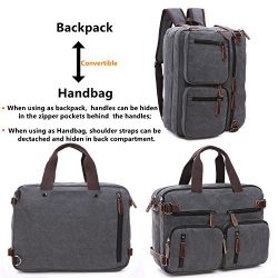 BAOSHA BC-22 Vintage Canvas Men’s Briefcase Backpack Messenger Convertible Laptop Bag Hand ...