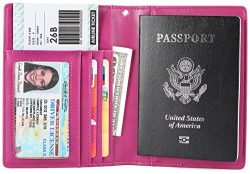 Passport Wallet Holder Cover Case ID Window Travel Wallet with RFID Blocking – Purple