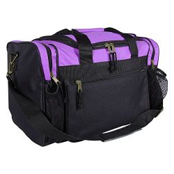 DALIX 17″ Duffle Travel Bag with Front Mesh Pockets in Purple