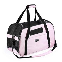 Pettom Pet Carrier for Dogs & Cats Comfort Airline Approved Travel Tote Soft Sided Bag (S 16 ...