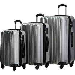 Merax Buris 3 Piece Luggage Set Lightweight Spinner Suitcase 20 24 28 (Silver)