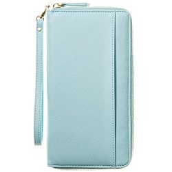 Travel Document Organizer & RFID Passport Wallet Case, Family Passport Holder Id (Sky Blue)