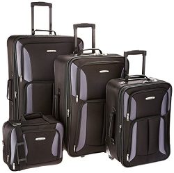 Rockland Luggage 4 Piece Set, Black/Gray, One Size