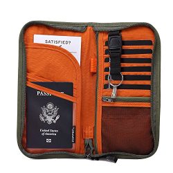 Zoppen RFID Travel Wallet & Documents Organizer Zipper Case, Family Passports Holder with Re ...