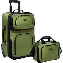 U.S Traveler Rio Carry-On Lightweight Expandable Rolling Luggage Suitcase Set – Green