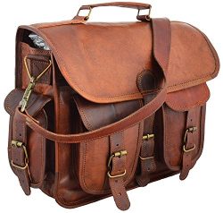 Shakun Leather Real Goat Leather Vintage Brown Messenger Laptop Bag, One Size, NEW