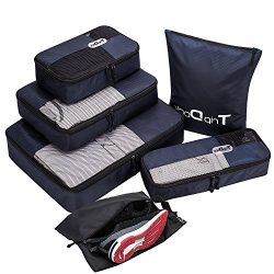 TripDock Various Packing Cubes 6 Set Lightweight Travel Luggage Organizers (1Navyblue(1Large+1Me ...